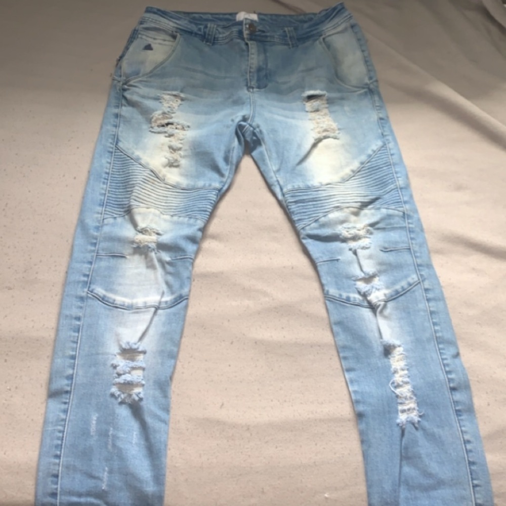 low crotch Kuwalla distressed jeans